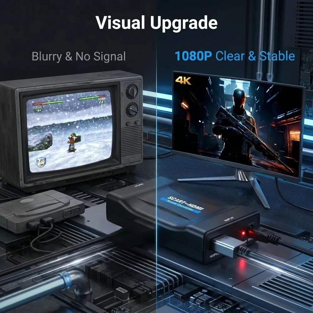 SCART to HDMI-compatible Conve - Scart To Hdmi ulasan dan harga