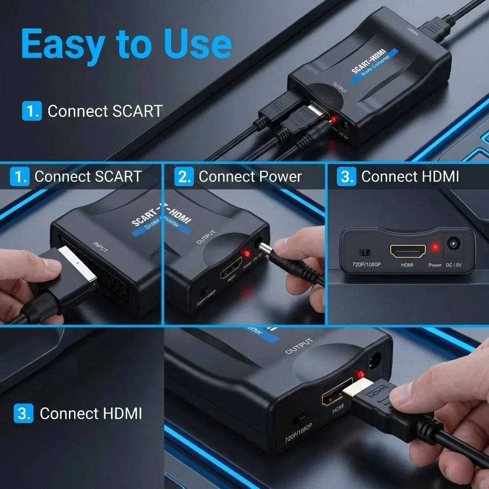 SCART to HDMI-compatible Conve - Scart To Hdmi ulasan dan harga